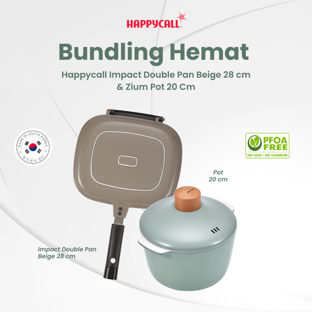 Bundling Hemat Happycall Impact Double Pan 28 cm & Zium Pot 20 Cm