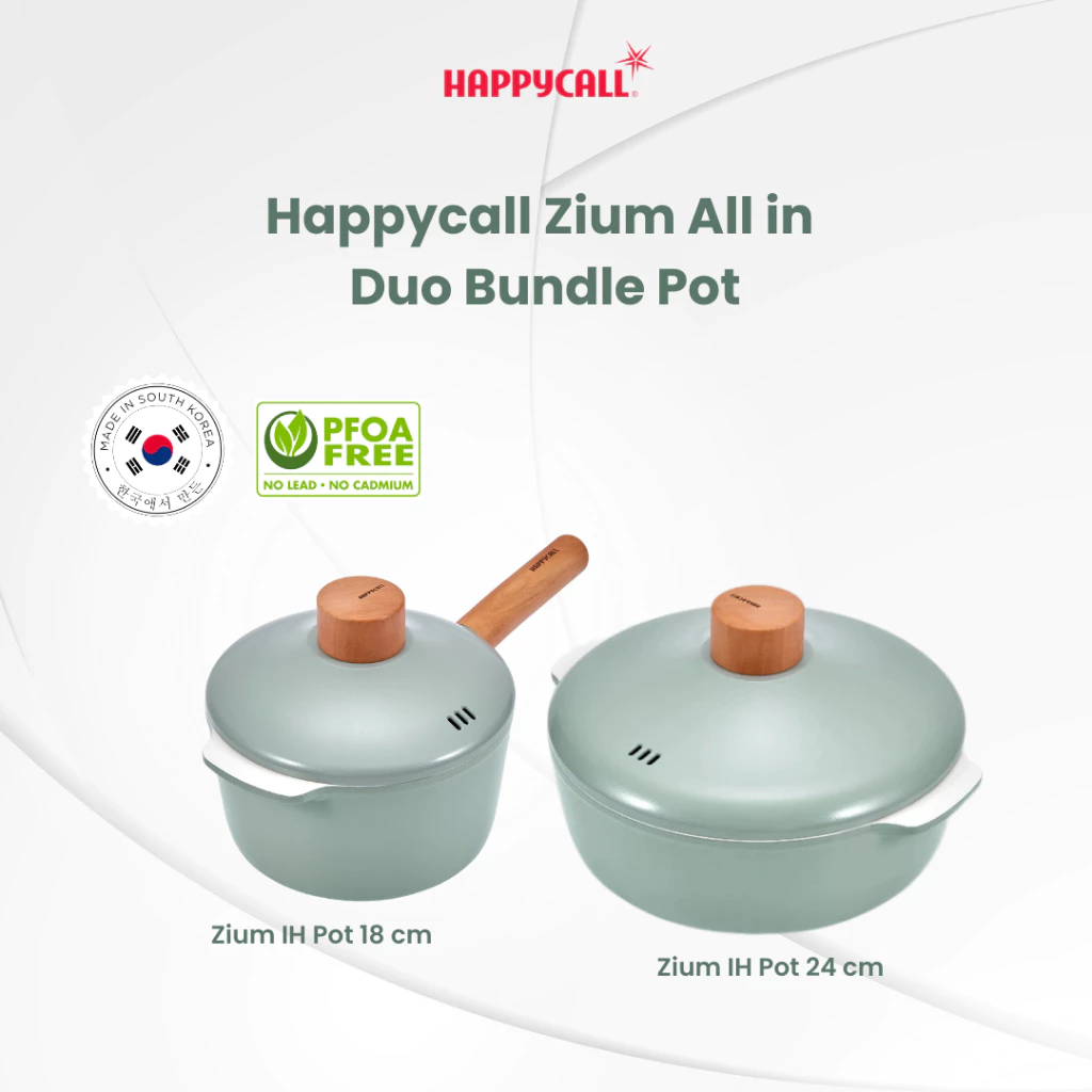 Happycall Zium All in Duo Bundle Pot Green – Panci Ceramic Anti Gores