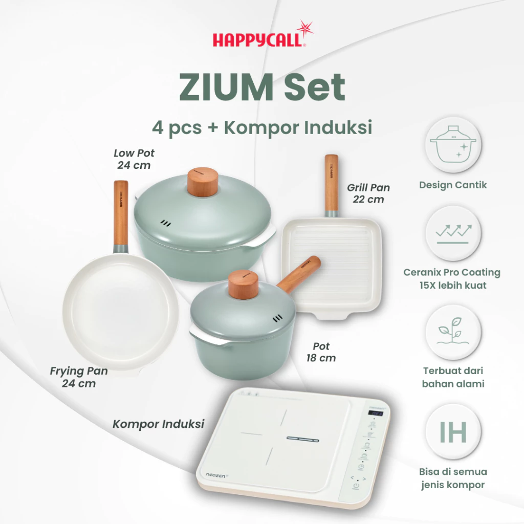 Happycall Zium Green 4 Set + Induction Neozen IH 8