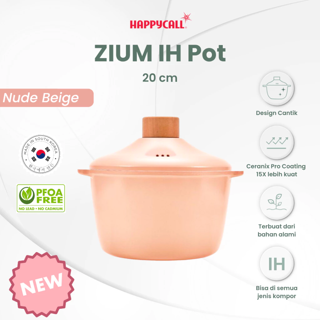 Happycall IH Zium Nude Beige Series – Panci Wajan Anti lengket Ceramic Coating